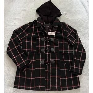 Torrid Red/Black Buffalo Plaid Hooded Toggle Coat Jacket w/ Hood Size 1X 14/16